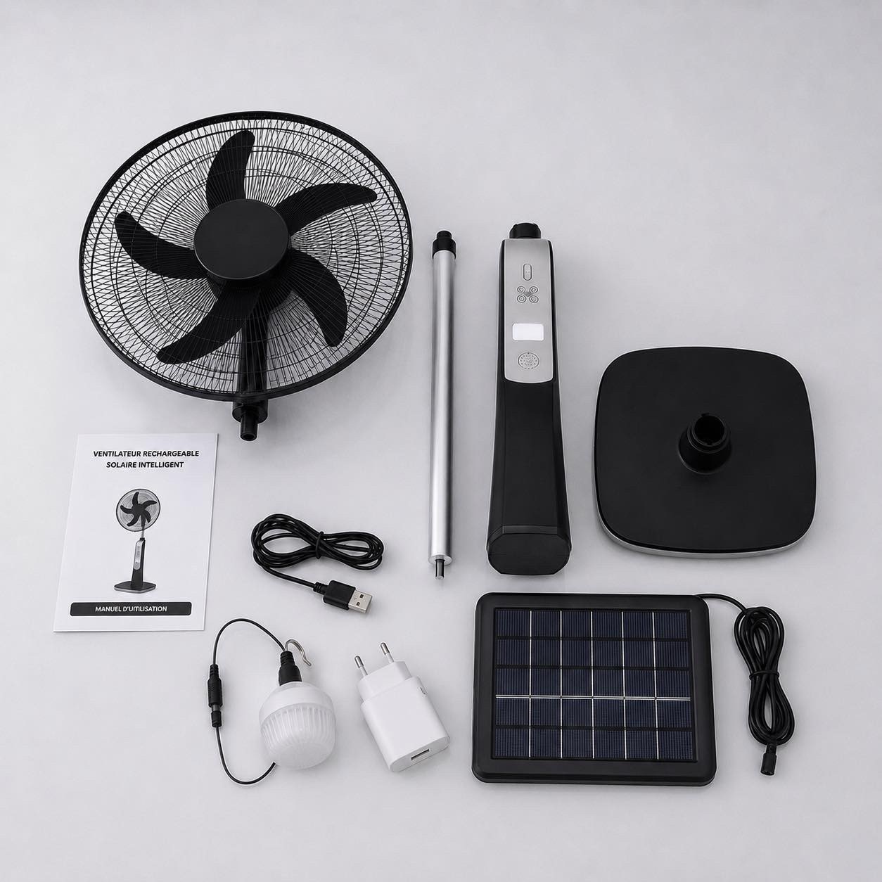 Ventilateur Rechargeable Solaire Intelligent – Autonomie 7H – Image 3